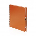 Notizbuch A4 mit Ringen und Kugelschreiber als Werbeartikel Farbe orange erste Ansicht