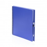 Notizbuch A4 mit Ringen und Kugelschreiber als Werbeartikel Farbe blau erste Ansicht