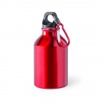 Kleine Aluminiumflasche mit Karabiner Farbe rot erste Ansicht