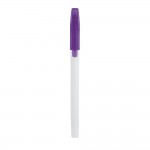 Klassischer, preiswerter Kugelschreiber mit Kappe Farbe violett zweite Ansicht