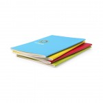 Bedrucktes Notizbuch in leuchtenden Farben Farbe gelb vierte Ansicht