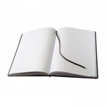 Notizbuch mit schwarzem Kunstledereinband, A4-Blatt liniert farbe schwarz vierte Ansicht