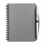 Notizbuch mit Hardcover und Stift, linierte A6-Blätter farbe grau erste Ansicht