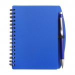Notizbuch mit Hardcover und Stift, linierte A6-Blätter farbe blau erste Ansicht