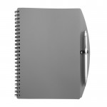 Notizbuch mit Hardcover und Stift, linierte A5-Blätter farbe grau erste Ansicht