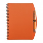 Notizbuch mit Hardcover und Stift, linierte A5-Blätter farbe orange erste Ansicht
