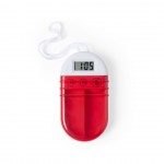 Bedruckte Pillendose mit Zeitschaltuhr Farbe rot