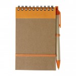 Notizblock mit Kugelschreiber aus Karton Farbe Orange zweite Ansicht