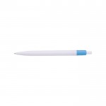 Weißer Kugelschreiber mit farbigem Clip Farbe Hellblau erste Ansicht