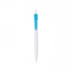 Weißer Kugelschreiber mit farbigem Clip Farbe Hellblau zweite Ansicht
