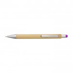 Metall-Kugelschreiber mit Bambus und Touchpen, blaue Tinte farbe pink erste Ansicht