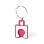 Schlüsselanhänger in Form eines Einkaufskorbs mit Chip Farbe rot