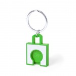 Schlüsselanhänger in Form eines Einkaufskorbs mit Chip Farbe grün