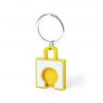Schlüsselanhänger in Form eines Einkaufskorbs mit Chip Farbe gelb