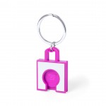 Schlüsselanhänger in Form eines Einkaufskorbs mit Chip Farbe pink