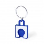 Schlüsselanhänger in Form eines Einkaufskorbs mit Chip Farbe blau