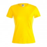 Damen-T-Shirts mit Logo, Baumwolle 150 g/m2 Farbe gelb Vorderansicht