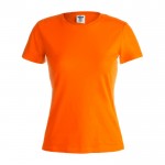 Damen-T-Shirts mit Logo, Baumwolle 150 g/m2 Farbe orange Vorderansicht