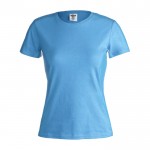 Damen-T-Shirts mit Logo, Baumwolle 150 g/m2 Farbe hellblau Vorderansicht