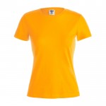 Damen-T-Shirts mit Logo, Baumwolle 150 g/m2 Farbe gold Vorderansicht