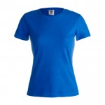 T-Shirts aus Baumwolle für Frauen Werbemittel Farbe blau Vorderansicht