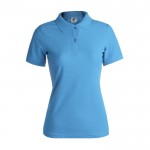 Bedruckbare Damen-Polohemden aus Baumwolle 180 g/m2 Farbe hellblau Vorderansicht
