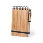 Notizblock A6 mit Einband und Kugelschreiber aus Bambus Farbe braun erste Ansicht