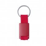 Schlüsselanhänger mit Band und farbiger Metallplatte Farbe rot