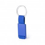Schlüsselanhänger mit Band und farbiger Metallplatte Farbe blau zweite Ansicht