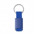 Schlüsselanhänger mit Band und farbiger Metallplatte Farbe blau