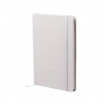 Bedrucktes Notizbuch A5 mit Baumwolleinbänden Farbe weiß erste Ansicht