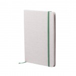 Bedrucktes Notizbuch A5 mit Baumwolleinbänden Farbe grün erste Ansicht
