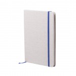 Bedrucktes Notizbuch A5 mit Baumwolleinbänden Farbe blau erste Ansicht