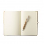 Notizbuch A5 mit Kugelschreiber aus Kork und Baumwolle Farbe natürliche farbe dritte Ansicht