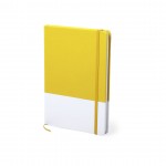 Bedruckbares Notizbuch A5 mit zweifarbigem Design Farbe gelb erste Ansicht