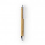 Kugelschreiber aus Bambus mit Metallclip Farbe natürliche farbe zweite Detailbild