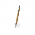 Kugelschreiber aus Bambus mit Metallclip Farbe natürliche farbe erste Detailbild