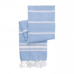 Pareo-Handtuch aus Baumwolle mit Fransen Farbe Hellblau erste Ansicht