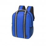 Recycelter Rucksack mit reflektierenden Streifen Farbe blau erste Ansicht