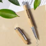 Werbegeschenk Gelstifte aus Bambus Farbe heller holzton fünfte Detailbild