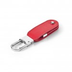 USB-Schlüsselanhänger aus Leder mit Karabinerhaken, Farbe rot
