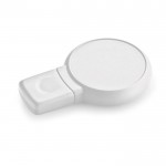 USB-Stick in runder Form mit Gummioberfläche, Ansicht mit Druckfläche, Farbe Weiß