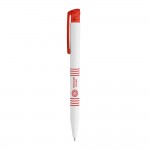 Preiswerte Kugelschreiber als Werbeartikel Farbe rot Ansicht mit Logo 1