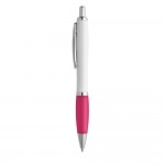 Kugelschreiber mit weißem Schaft und farbigen Verzierungen Farbe pink