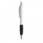 Kugelschreiber mit weißem Schaft und farbigen Verzierungen Farbe schwarz