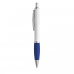 Kugelschreiber mit weißem Schaft und farbigen Verzierungen Farbe blau