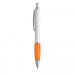 Kugelschreiber mit weißem Schaft und farbigen Verzierungen Farbe orange