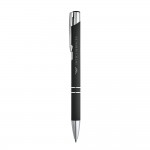 Kugelschreiber aus Aluminium mit Gummigehäuse Farbe schwarz Ansicht mit Logo 1