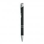 Kugelschreiber aus Aluminium mit Gummigehäuse Farbe schwarz
