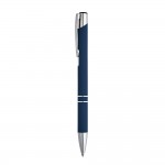 Kugelschreiber aus Aluminium mit Gummigehäuse Farbe blau